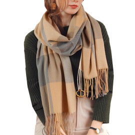 HYUET Winter Pashmina Scarf Women's Plaid Elegant Long Soft Warm Wrap Scarves Tartan Tartan Wrap Knitted Scarf Winter Poncho Stole Pashmina for Men and Women, yellow