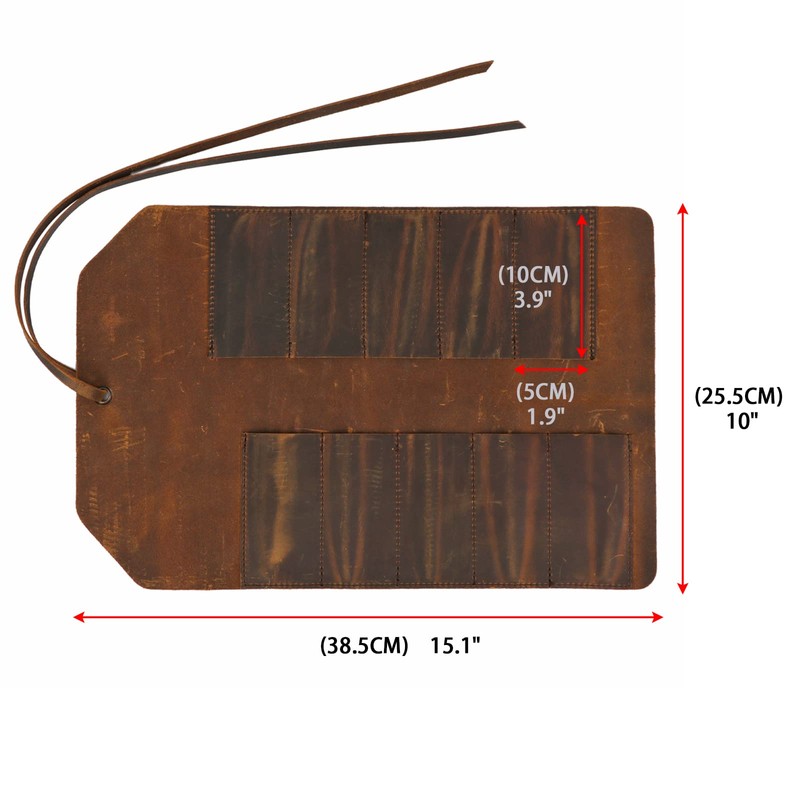 TOURBON Leather Roll Tool Pouch 10 Pockets Woodworking Carving DIY
