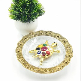 PRECIOUS PEBBLE Navratan Crystal Tortoise for Vastu | 9 Gemstone Tortoise Showpiece for Home & Office | Vastu Dosh Nivaran | Feng Shui Turtle for Wealth, Luck & Positive Energy