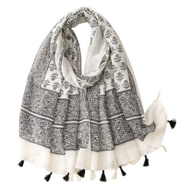 FAIRYGATE Scarf Women Lightweight Stole for Outfit Everyday Ladies Scarfs Presents for Mum Shawls and Wraps in Style Oversized Scarves with Tassel 57018