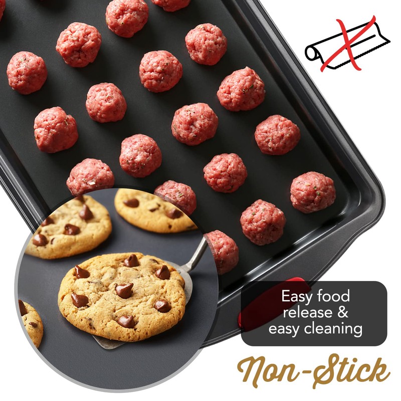 Baking Sheet Set, 2-Piece Large Cookie Sheet Set with Silicone