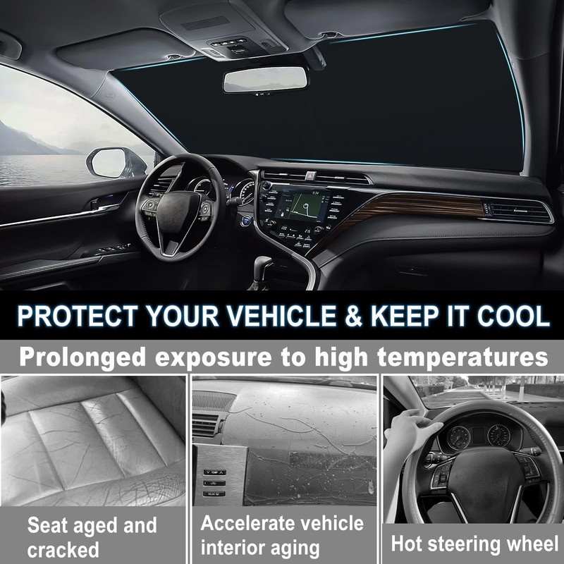 Windshield Sun Shade for 2018-2024 Toyota Camry Accessories Foldable Front