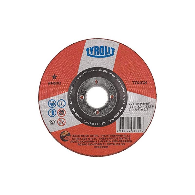 TYROLIT 236319 BASIC 125 x 22.23mm TOUCH Grinding Wheels For
