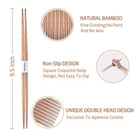 Sbirdbao 100 pairs Disposable Bamboo Chopsticks Separated With Paper Band To Go Chop sticks Double Pointed, 9.5 Inch(Brown)