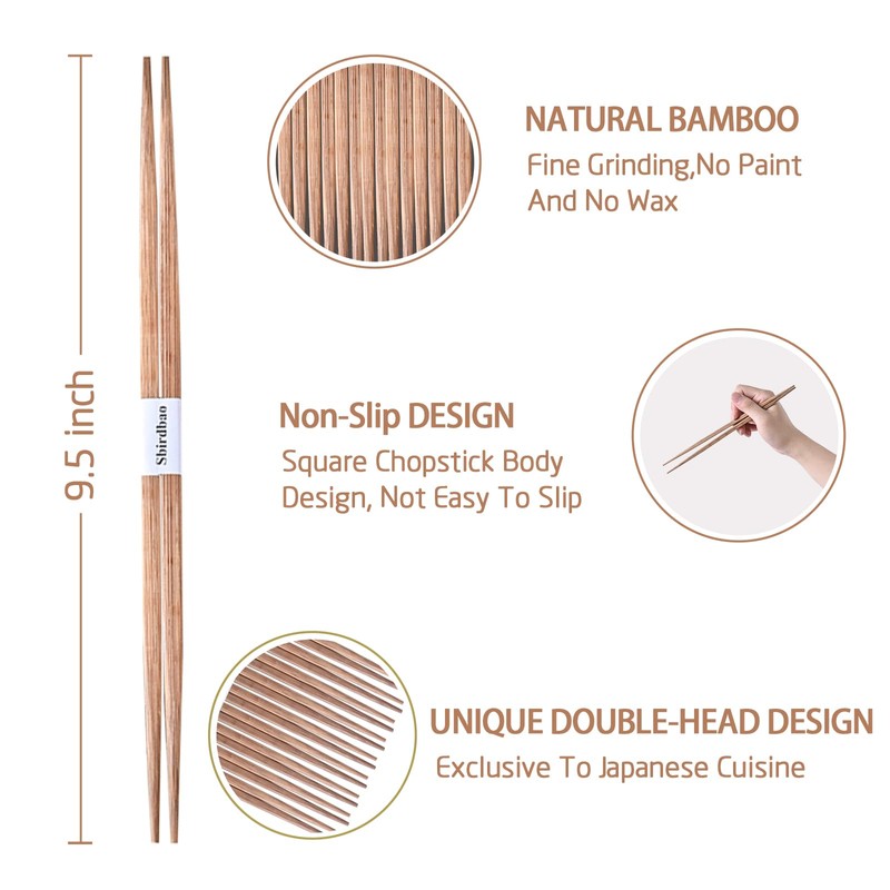 Sbirdbao 100 pairs Disposable Bamboo Chopsticks Separated With Paper Band