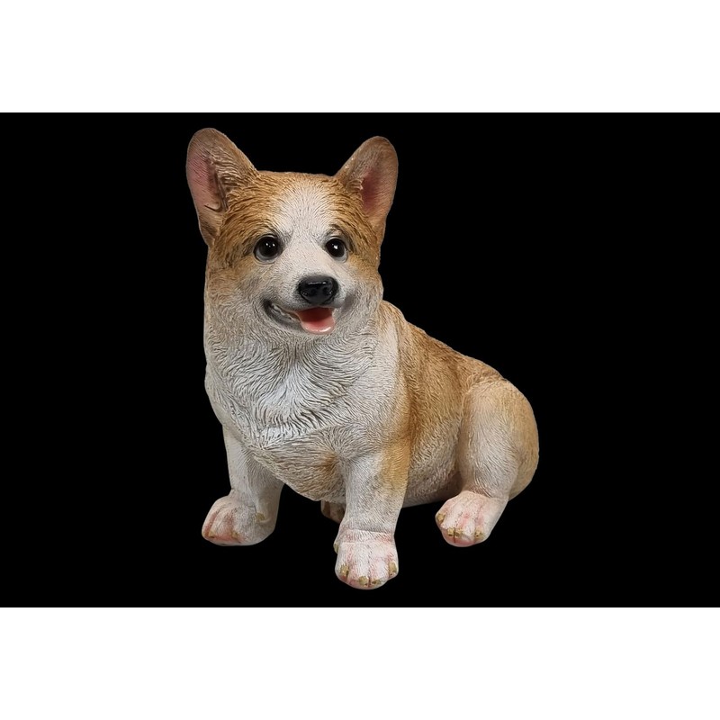 Fachhandel Plus Decorative Corgi Animal Figurine Dog Puppy Sitting Detailed