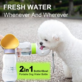 LA FEIER Portable Dog Water Bottle, 20 OZ, Leak Proof Puppy Water Dispenser with Drinking Feeder for Pets Outdoor Walking, Hiking, Travel, Food Grade Plastic