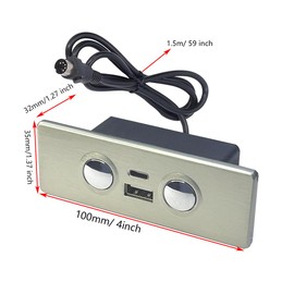 SZAWINLI Electric Recliner Switch, Square 2Button 5Pin Chair Lift Controller,Compatible with Okin Limoss Lane Lazy Chair with USB Type C Charging Port,Electric Sofa Controller