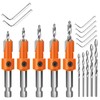 Countersink Drill Bit Set Hex Shank Woodworking: 5Pcs Tapered Pilot