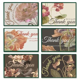qiqee Palm Flower Thank You Cards 24 Greeting Gift Cards for Handwritten Messages 4x6 Inch Thank You Notes (24pcs Envelopes)