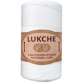 Polyester Macrame Cord 2mm x 251 Yards, 100% Polypropylene Premium Macrame Rope, Colorful Yarn Crochet Macrame Bag Craft for Wall Hangers, Bags, Bottom Plates, Carpets (White)1