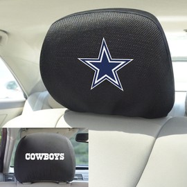 FANMATS 12496 Dallas Cowboys Embroidered Head Rest Cover Set, Black, 2 Pieces, 10" x 14"
