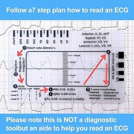 ECG 7Step Ruler,ECG Ruler Plastic Ruler Measuring Tool,ECG 7Step Ruler for ECG/EKG Interpretation,Transparent EKG Calipers 7Step Ruler,Follow a 7Step Plan ID Sized for Nurse or One in Healthcare (2)