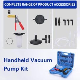 Gnhydxfe Brake Bleeder Kit with Hand Held Vacuum Pump and Adapters, with Vacuum Brake Bleeder Pump Pressure Gauge for Automotive Car Motorbike(Black)