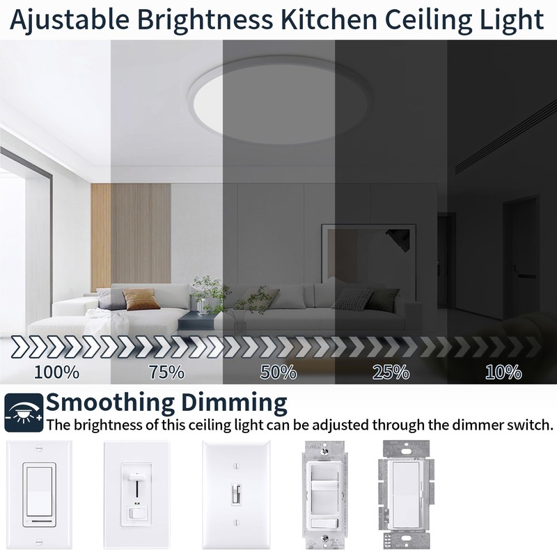 20 Inch LED Dimmable Ceiling Light Fixture 40W - Round
