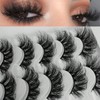 Dramatic 3D Mink False Eyelashes, 5 Pairs, Long Fluffy Volume,