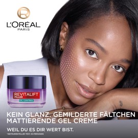 L'Oréal Paris Revitalift Filler Mattifying Gel Cream Oil Control - Face Cream with Hyaluronic Acid and Salicylic Acid Against Oily Skin 50 ml