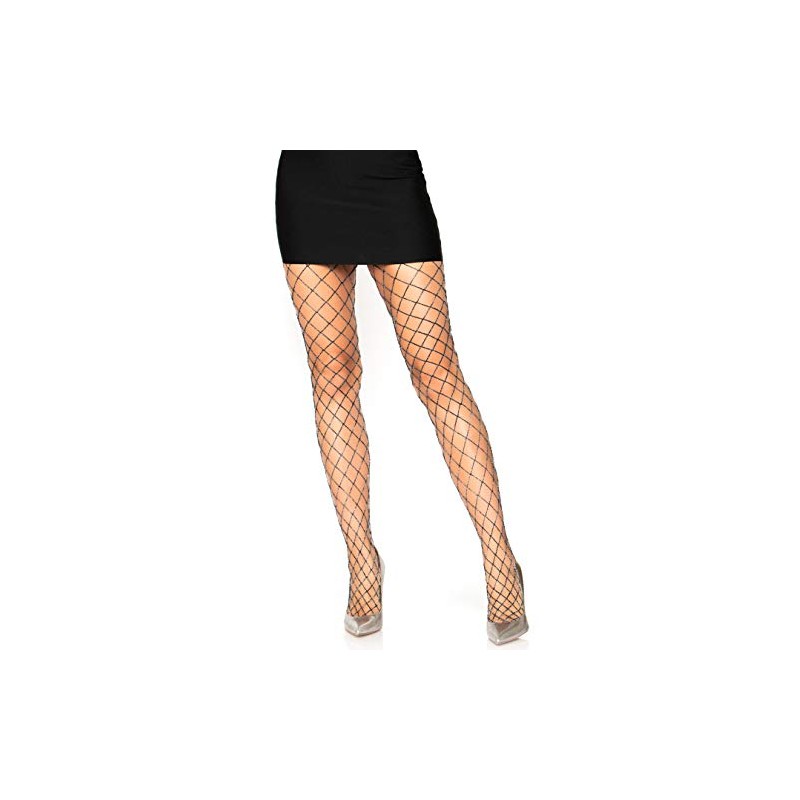 Leg Avenue Women's Lurex Fishnet Pantyhose, One Size, Black/Silver
