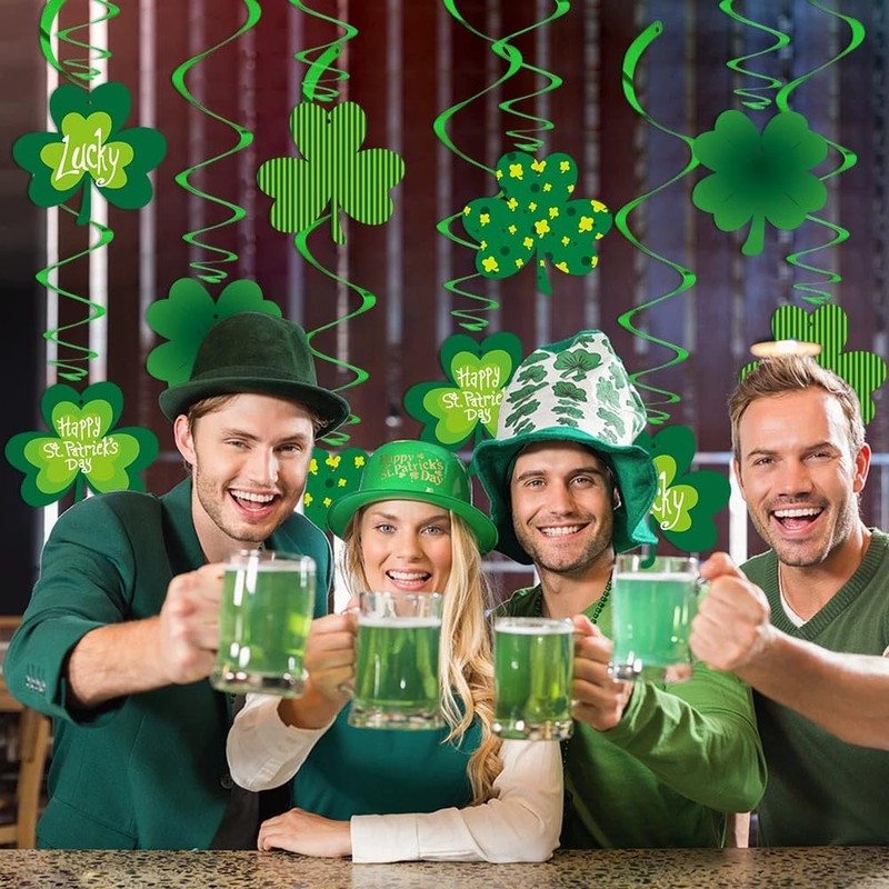 10Pcs St. Patrick's Day Decorations Hanging Swirl,Lucky Shamrock Hanging Ceiling