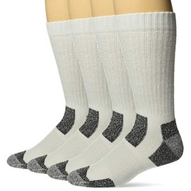 Carolina Ultimate Men's Steel Toe Boot Cushion Work Crew Socks 4 Pair Pack, White, X-Large