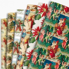 Vnaaem Vintage Christmas Wrapping Paper for Women Girls Boys Men - Retro Xmas Wrapping Paper for Winter Christmas Birthday Holiday - 20 X 28 Inches (6 Folded Sheet)