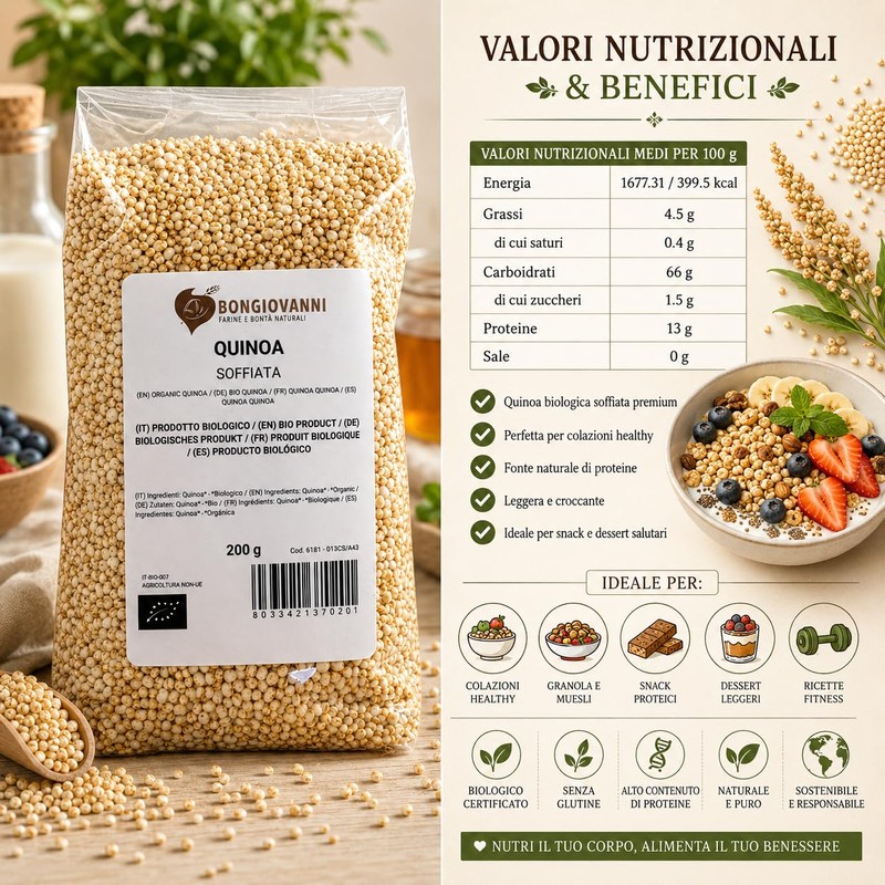 BONGIOVANNI FARINE E BONTA' NATURALI Quinoa soffiata 200g BIO