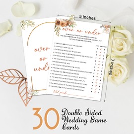 GOODBANER Boho Bridal Shower Games 30pcs Wedding Shower Games Cards, Bridal Games for Showers, Engagement Party Games Wedding Games for Reception Dinner Activities Game Card /06