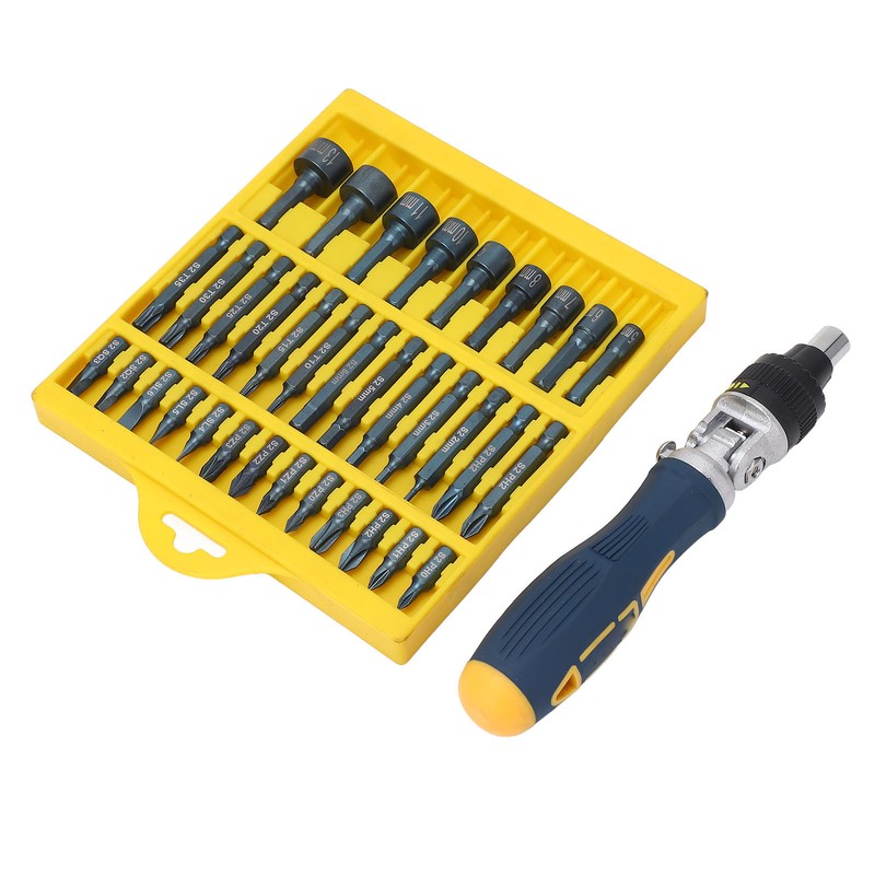 36Pcs Screwdriver Set Magnetic Rotatable Base 1/4 Socket Ratchet Screwdriver