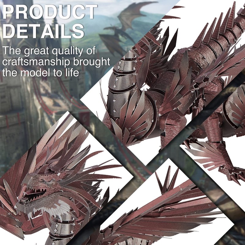Piececool Black Dragon King 3D Metal Model Building Kits with