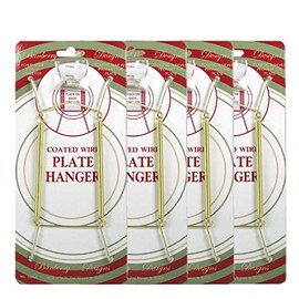 Big Brass Vinyl Coated Plate Hanger 14 to 20 Inch - Set of 4 Pcs - Clear Vinyl Protective Sleeves - Hook and Nail Included