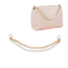 Pearl Purse Chain Extender Metal Handbag Straps Replacement Accessories for Women (Gold)