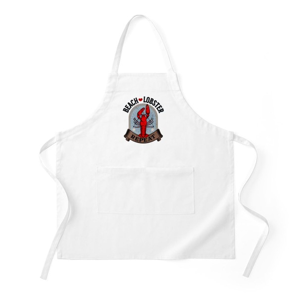 CafePress Beach Lobster Repeat Kitchen Apron with Pockets, Grilling Apron,
