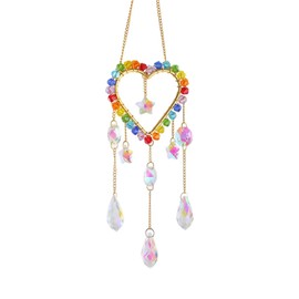 Yimofy Colorful Crystal Suncatchers for Window Hanging, Multicolor Crystal Prism Rainbow Maker Sun Catcher Hanging Ornament for Home Garden Decor (Heart)