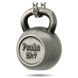 Shields of Strength Women's Antique Finish Kettle Bell Necklace-Psalm 28:7
