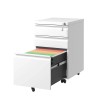 3 Drawer Fully Assembled White Metal Mobile File Cabinet Lock