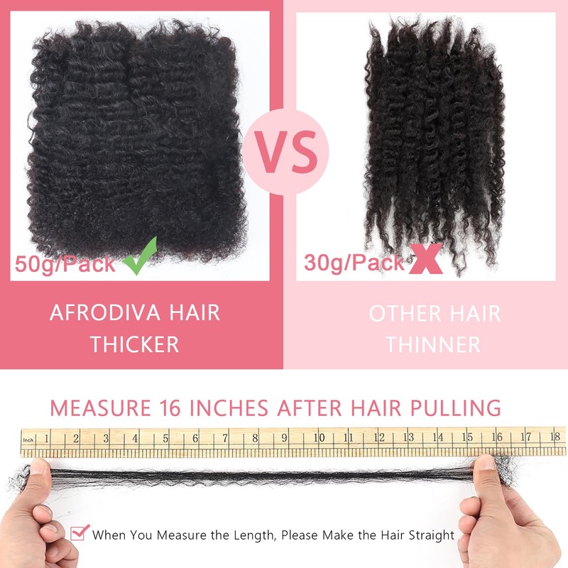 Afro Kinkys Bulk Human Hair for Braiding 14 Inch 50g