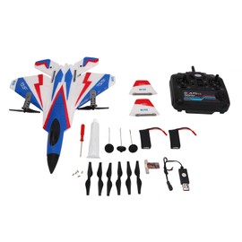 Remote Control Airplane RC Plane Model 2.4GHz Fighter Craft Glider Blue and White for Gift Children Toys Dual Battery