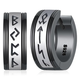 SCZKLAQ Viking Earrings Men 925 Sterling Silver Men Hoop Earrings Viking Jewelry Gifts for Men Women