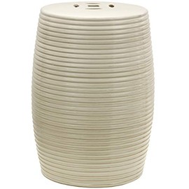 Oriental Furniture 18" Beige Ribbed Porcelain Garden Stool