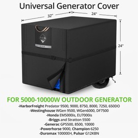 QH.HOME [2024 Upgrade 900D Heavy Duty Thicken Fabric] Universal Generator Cover Waterproof 32Lx24Wx24H inch,[with Central Adjustable Buckle]-for Most Generators 5000-10000 Watt, Black
