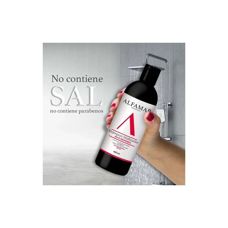Shampoo Matizador Rojo Profundo Alfamar Sin Sal Para Cabello rojo