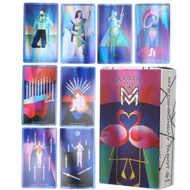 Yitengteng Holographic Tarot Cards,78Pcs Mystic Monday Visions Tarot,English Version Family Travel Board Deck Games Guidance Divination Fate Playing Game Cards,for Beginners