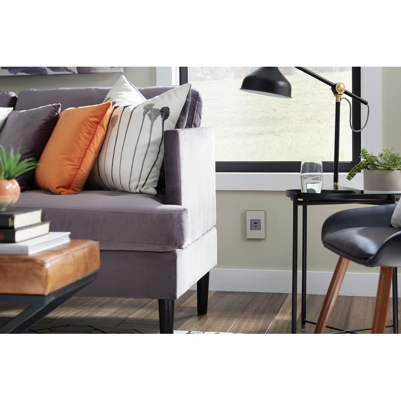 adorne Full-Size, Hybrid USB Outlet, A/C USB Outlet, Magnesium