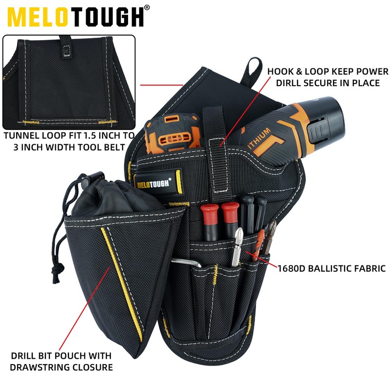 MELOTOUGH Drill Holster Impact Driver Holster with Bit Pouch Heavy