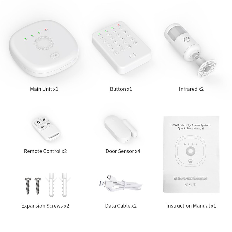 2026 Home Security System, 7-Piece Wireless Smart Alarm System Kit