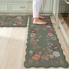 Collive Anti Fatigue Kitchen Mats, Scalloped Green Floral Kitchen Rugs