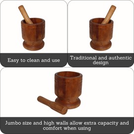 Imusa IMUSA Wood Mortar & Pestle, Jumbo