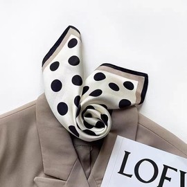 MEISEE 100% Pure Mulberry Silk Scarf 21" Square Scarf Neckerchief Headscarf Breathable Lightweight for Women Gift Packed (M3 Black Dot)