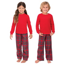 PajamaGram Girls Pajamas - Boys Flannel Pajamas, Stewart Plaid, 14