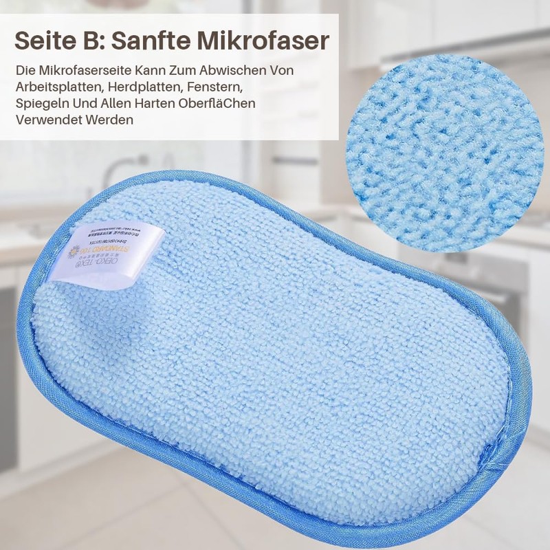 Mis.Moon Pack of 10 Kitchen Sponge Cleaning Sponge, Double-Sided Microfibre